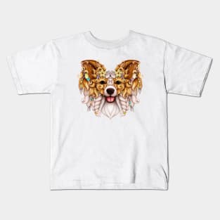 Funny Papillon Portrait Kids T-Shirt